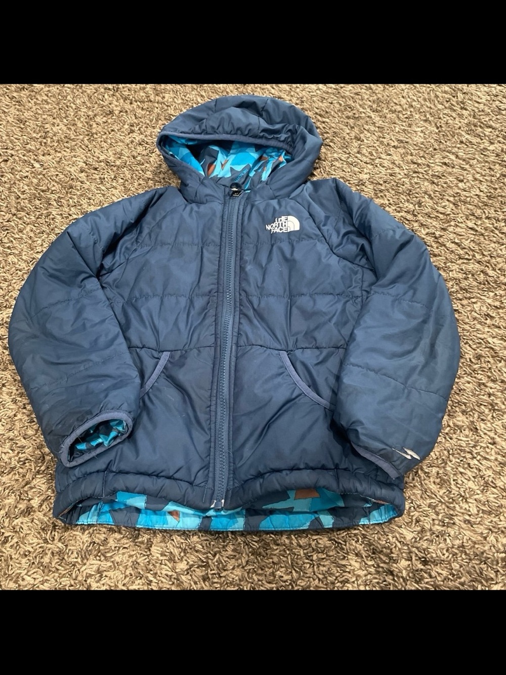 The north face reversible puffer coat with hood kids size 6T